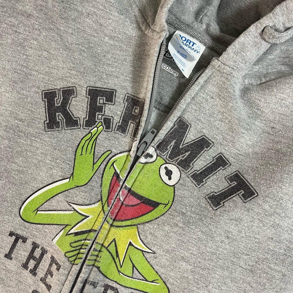 Disney Kermit the Frog hoodie vintage Heather Gray size M muppets